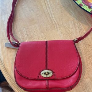 Fossil Cherry Red Crossbody Bag